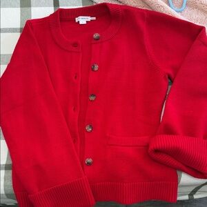 Good American Vibrant Red Knit Cardigan